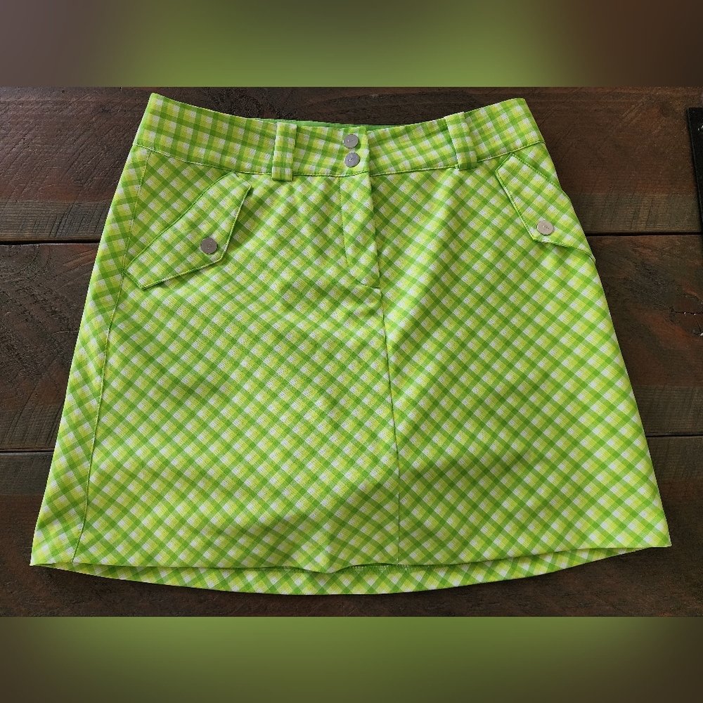 Size 4 Nike golf lime green plaid skort